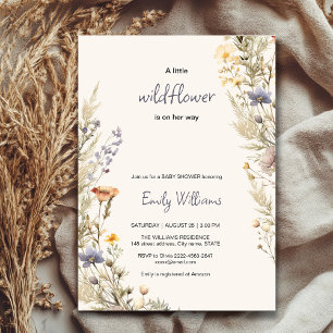 Fleur sauvage meadow boho baby shower invitation