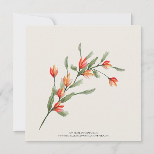 Fleur sauvage Meadow Carré Faire-part de mariage - (Dos)