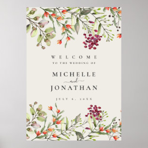 Fleur sauvage Meadow Ecru Mariage Affiche de bienv