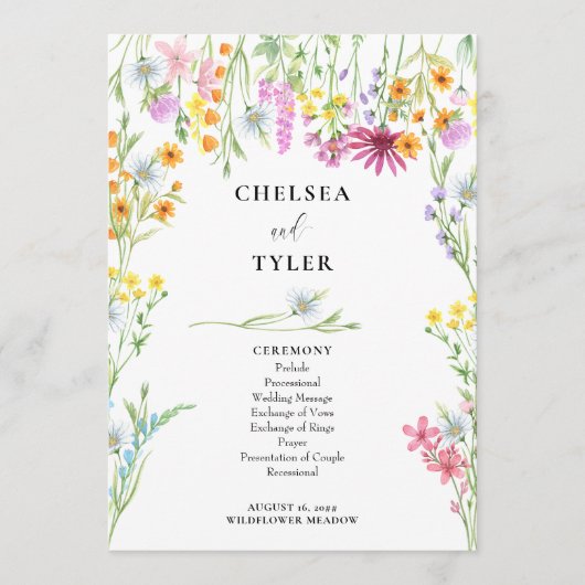 Fleur sauvage Meadow Floral Wedding Programme de m (Devant)