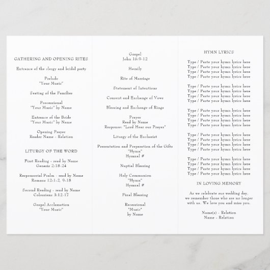 Fleur sauvage Meadow Mariage programme de cérémoni (Dos)