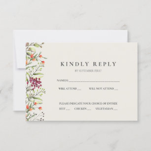 Fleur sauvage Meadow Wedding Carte RSVP Ecru