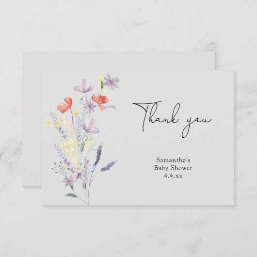 Fleur sauvage merci baby shower (Devant / Derrière)