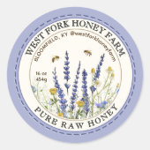 Fleur sauvage Miel Étiquette avec abeilles pointil (Devant)