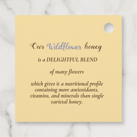 Fleur sauvage Miel Étiquette avec abeilles pointil (Dos)