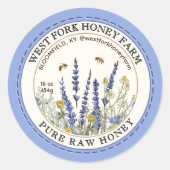 Fleur sauvage Miel Étiquette avec abeilles pointil (Devant)