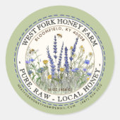 Fleur sauvage Miel Étiquette avec abeilles pointil (Devant)