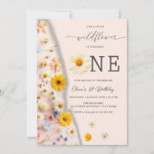 Fleur sauvage mignon 1er anniversaire Invitation (Devant)