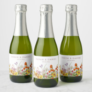 Fleur sauvage Mini Sparkling Wine Bottle Étiquette