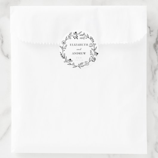 Fleur sauvage minimal | Stickers Favor Wedding Wre (Sac)