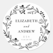 Fleur sauvage minimal | Stickers Favor Wedding Wre (Devant)