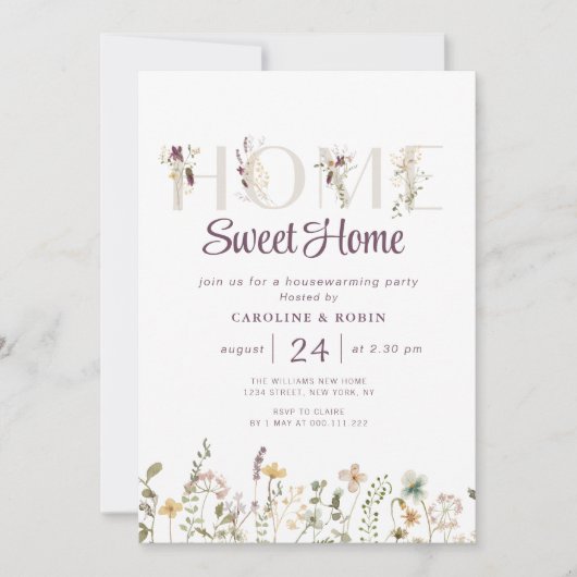 fleur sauvage moderne invitation à la fête du chau (Devant)