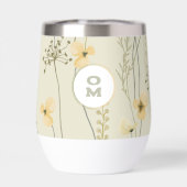 Fleur sauvage moderne Monogramme jaune vert Floral (Arrière)