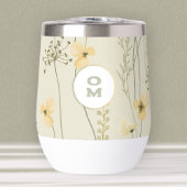 Fleur sauvage moderne Monogramme jaune vert Floral