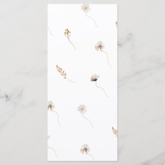 Fleur sauvage moderne séché Boho Mariage Menu (Dos)