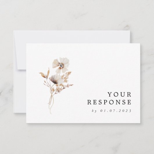Fleur sauvage moderne séché Boho Wedding Carte RSV (Devant)