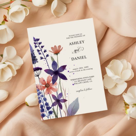 Fleur sauvage moderne violet jardin Invitation de