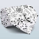 Fleur sauvage monochrome<br><div class="desc">Dessins modernes monochromes de fleurs en noir et blanc. Une cravate de coordination qui correspond à votre célébration.</div>