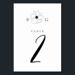 Fleur sauvage Monogramme Mariage Numéro de table<br><div class="desc">Un design minimaliste de mariage monogramme fleur sauvage. Un design simple qui utilise un croquis d'une fleur sauvage pour créer un monogramme classique élégant. Une charmante conception dessinée à la main en noir et blanc avec une typographie de script élégante et classe. Un élégant design à thème fleuri de la...</div>