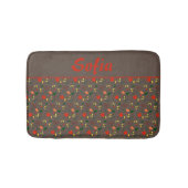 Fleur sauvage motif pavot brun tapis de bain (Devant)