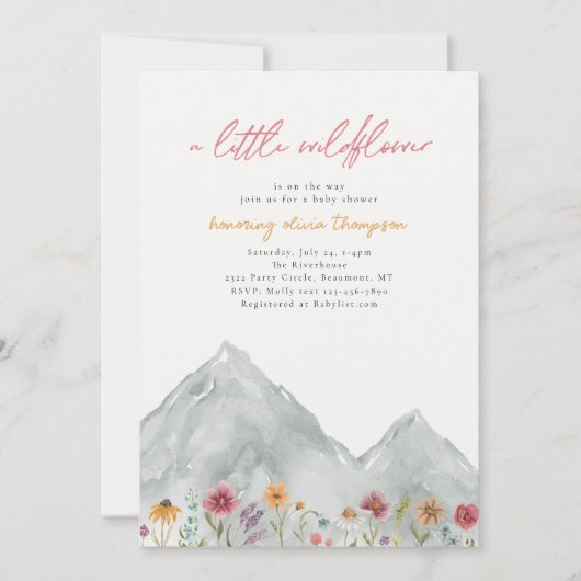 Fleur sauvage Mountain Baby shower Invitation (Devant)