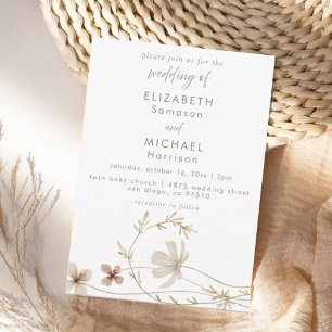 Fleur sauvage neutre Elegant Boho Faire-part de ma