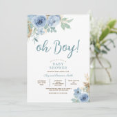 Fleur sauvage Oh Boy Baby shower Invitation (Debout devant)