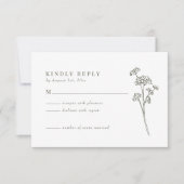 Fleur sauvage Olive Green Wedding Carte RSVP (Devant)