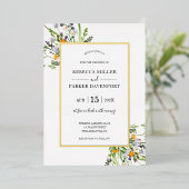 Fleur sauvage or élégant Mariage invitation (Debout devant)