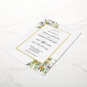 Fleur sauvage or élégant Mariage invitation (Rotation)