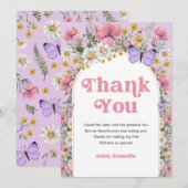 Fleur sauvage papillon Anniversaire Merci (Devant / Derrière)