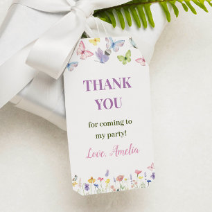Fleur sauvage papillon Merci étiquette Anniversair