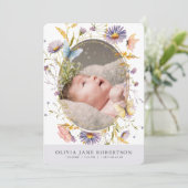 Fleur sauvage Papillon PPL Faire-part de naissance (Debout devant)