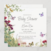 Fleur sauvage Papillons Baby shower Invitation (Devant / Derrière)