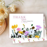 Fleur sauvage pelouse Carte de remerciements blanc<br><div class="desc">carte de remerciements Meadow fleur sauvage que vous pouvez personnaliser et utiliser pour n'importe quelle occasion. Le design comporte une bordure fleurie de fleurs sauvages en jaune lilas rose et bleu et s'assoit sur un simple arrière - plan blanc (que vous pouvez changer si vous le souhaitez). Parfait pour les...</div>