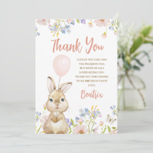 Fleur sauvage photo Bunny Carte de remerciements d