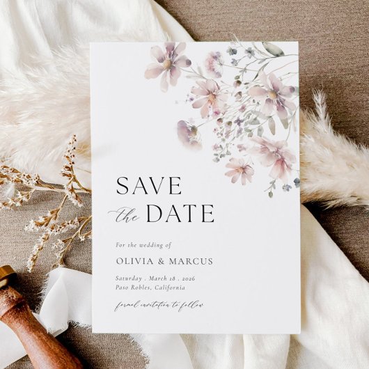 Fleur sauvage Photo Enregistrer la date Faire-part