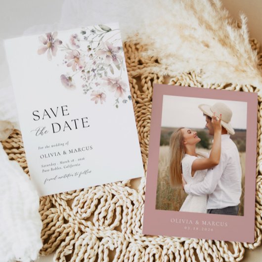 Fleur sauvage Photo Enregistrer la date Faire-part