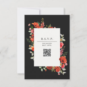 Fleur sauvage Poppy Botanical QR Wedding Carte RSV