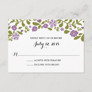 Fleur sauvage pourpre et vert fleurit Mariage RSVP