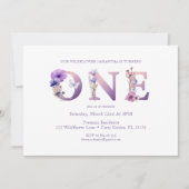 Fleur sauvage Premier anniversaire Invitation de f (Devant)