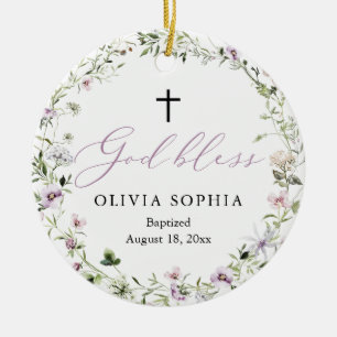 Fleur sauvage Purple Girl Photo Baptême Ornement