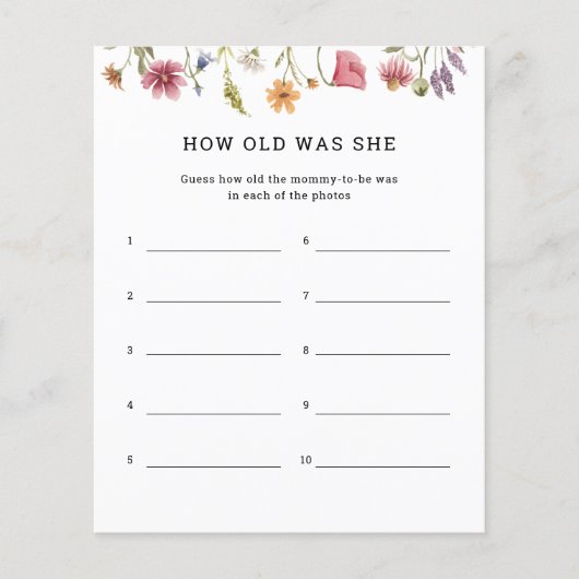 Fleur sauvage Quel Âge Avait-Elle Les Cartes De Je (Devant)