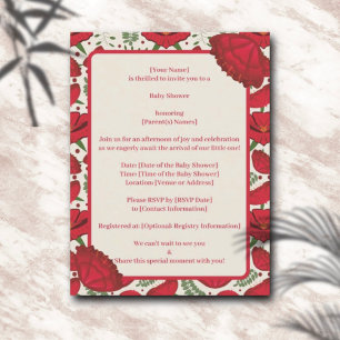 Fleur sauvage Red Poppy Baby shower Invitation