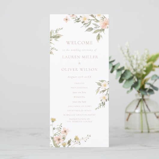 Fleur sauvage Romance Wedding Programme (Debout devant)