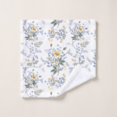 fleur sauvage romantique délicat motif Jaune bleu  (Gant de toilette)