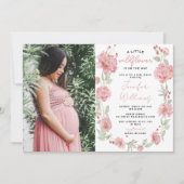 Fleur sauvage rose baby shower photo invitation (Devant)