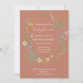 Fleur sauvage rose Boho Baby shower Invitation (Devant)