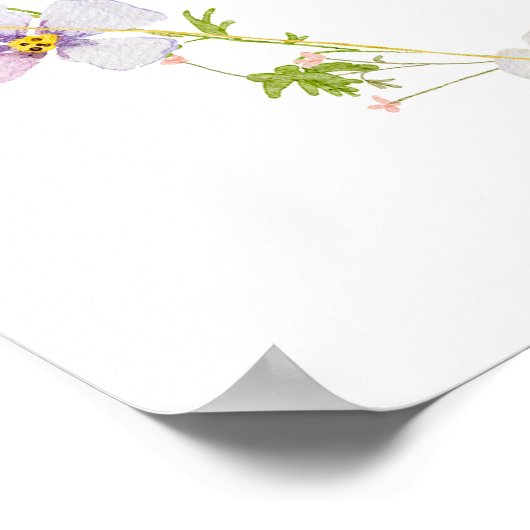 Fleur sauvage rose Bow Anniversaire fille Affiche (Coin)