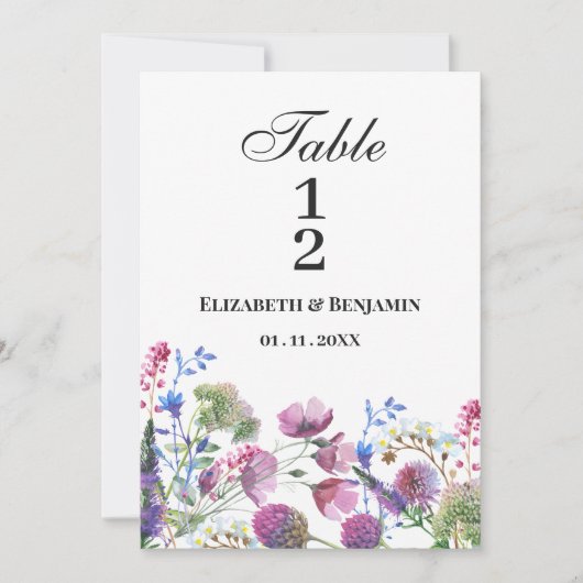 Fleur sauvage rose lavande violet Numéros de table (Devant)